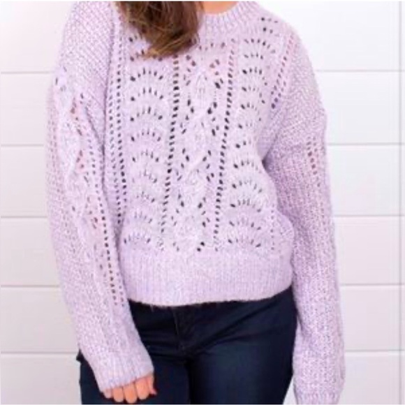 Heartloom lilac Cable Knit long sleeve sweater women’s Small - Picture 9 of 9